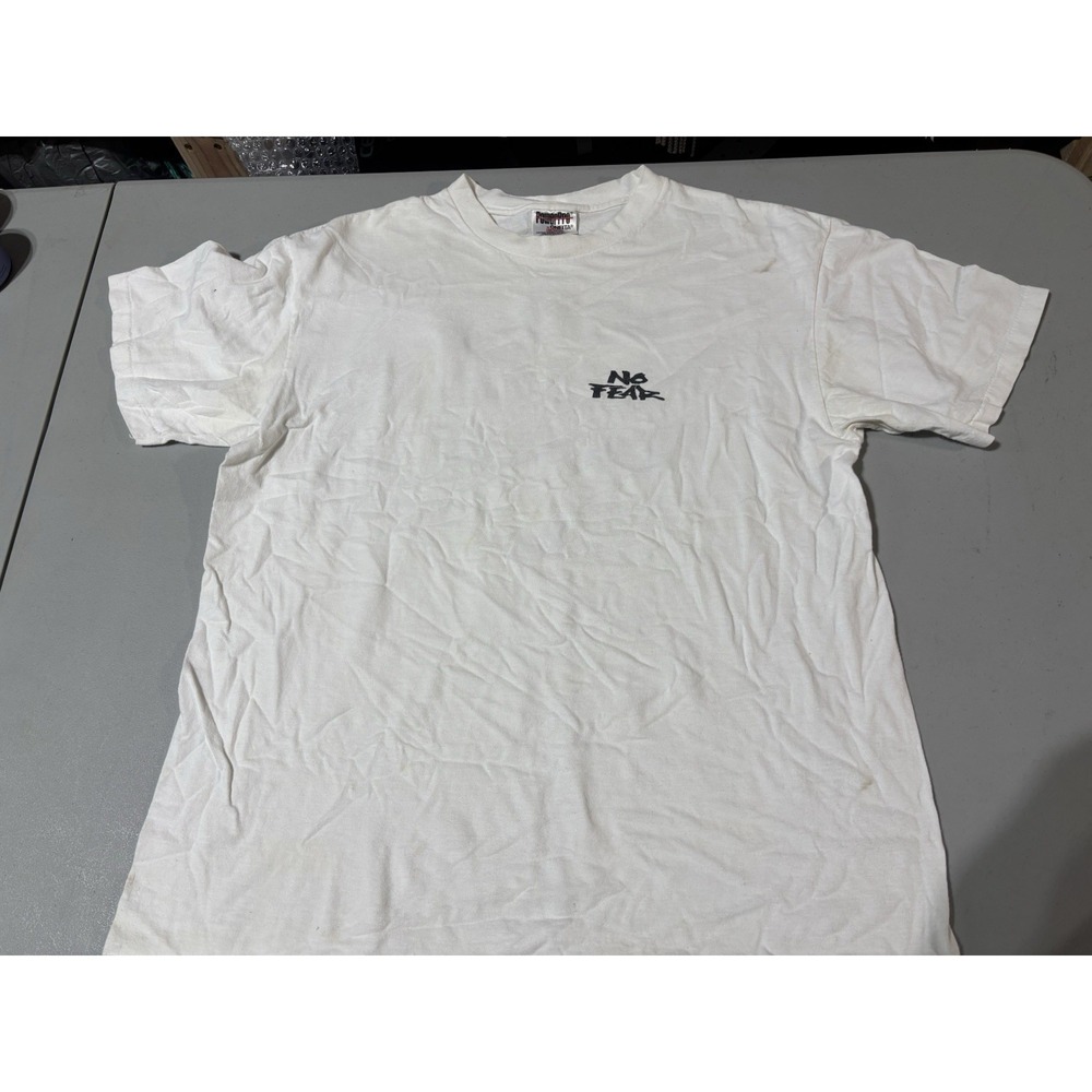 🇺🇸 Vintage 90s No Fear Y2K T-Shirt‎ Rare Retro Hype Skateboard size Lg White